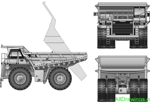 Caterpillar 785C Mining Truck drawings (figures) truck
